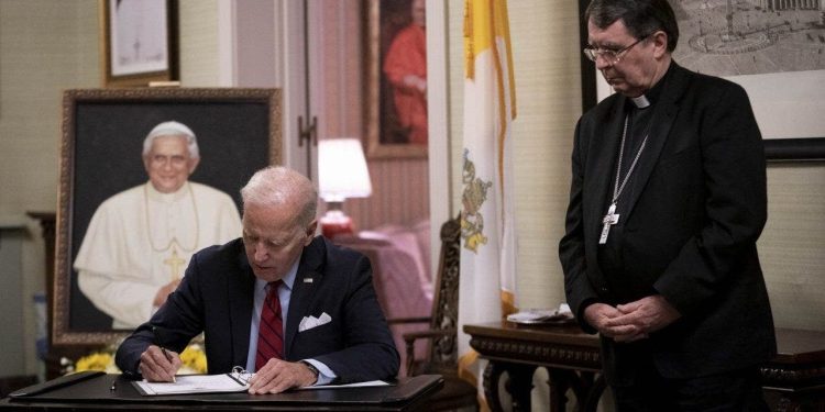 Biden honors late Pope Benedict XVI at Holy See’s embassy in DC