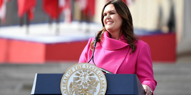Ark. Gov. Sarah Huckabee Sanders says US would be better now with Trump; stops short of 2024 endorsement
