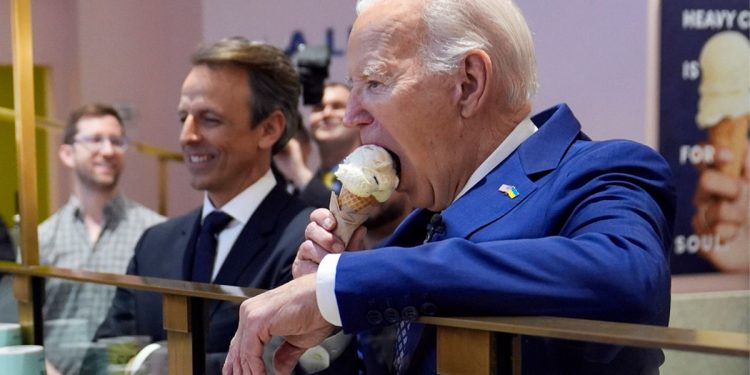 Biden on ice cream outing with Seth Meyers says he hopes for Gaza ceasefire by ‘end of the weekend’