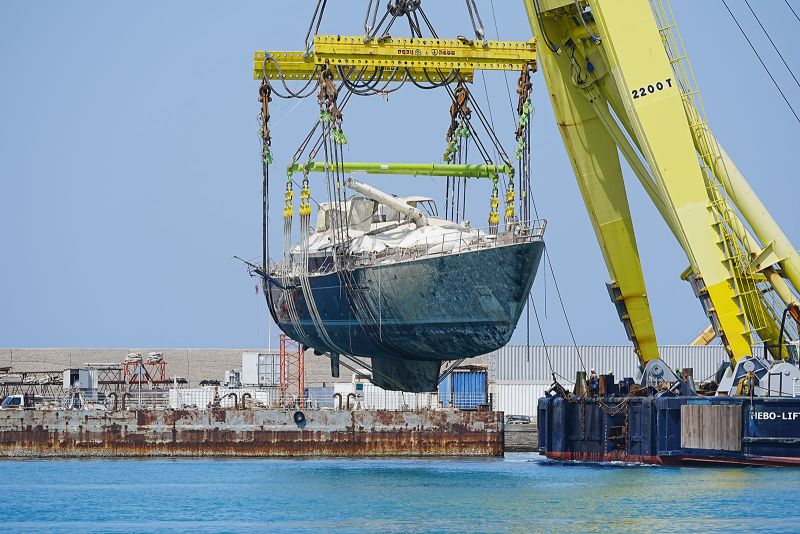 Recovered Bayesian superyacht transferred to Sicilian port after being raised from seabed